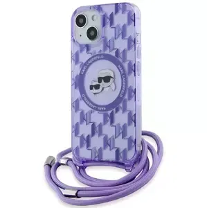 Kryt Karl Lagerfeld KLHMP15SHCKCKLCU iPhone 15 6.1" purple hardcase IML Crossbody Monogram Karl & Choupette Head MagSafe (KLHMP15SHCKCKLCU)