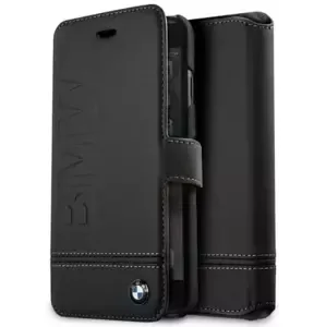 Pouzdro BMW - Apple iPhone 7/8 Signature Leather Book Case - Black (BMFLBKI8LLSB)