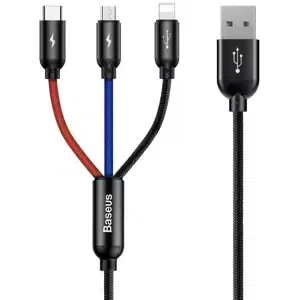 Kabel Baseus Rapid USB Cable 3in1 Type C / Lightning / Micro 3A 1,2M - Black (6953156273948)