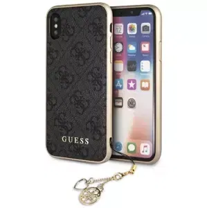 Kryt Guess iPhone X/Xs grey  hard case 4G Charms Collection (GUHCPXGF4GGR)