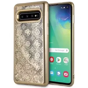 Kryt Guess S10 G973 gold hard case 4G Peony Liquid Glitter (GUHCS10PEOLGGO)