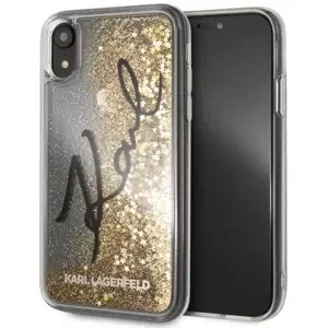 Kryt Karl Lagerfeld iPhone Xr gold hard case Signature Liquid Glitter Stars (KLHCI61TRKSIGGO)