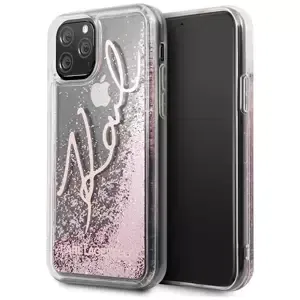 Kryt Karl Lagerfeld iPhone 11 Pro Max różowo-rose gold Glitter Signature (KLHCN65TRKSRG)