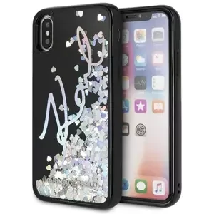 Kryt Karl Lagerfeld iPhone X/Xs black hard case Signature Liquid Glitter Sequins (KLHCPXKSIGMU)