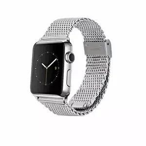 Řemínek Monowear Silver Mesh Band pro Apple Watch - Silver Polished 42 mm