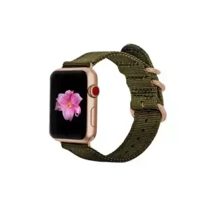 Řemínek Monowear Nylon Band pro Apple Watch – zelená, Gold, 38 – 40 mm