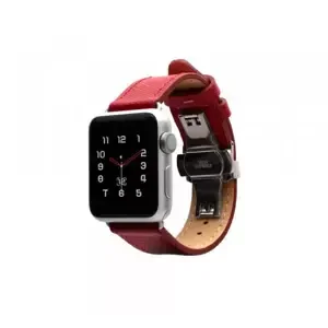 Řemínek Monowear Saffiano Leather Band pro Apple Watch – červená, Silver, 38 – 40 mm