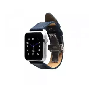 Řemínek Monowear Saffiano Leather Band pro Apple Watch – modrá, Silver, 38 – 40 mm