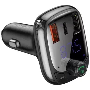 Nabíječka do auta Baseus FM Transmitter T typed Bluetooth 5.0, 2xUSB, USB-C, microSD (6953156297166)