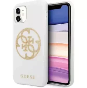 Kryt Guess iPhone 11 White Hard Case Glitter 4G Circle Logo (GUHCN61TPUWHGLG)