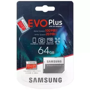 Paměťová karta Micro SDXC 64GB Samsung EVO Plus + SD adaptér