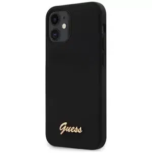 Kryt Guess GUHCP12SLSLMGBK iPhone 12 mini 5,4" black hardcase Silicone Script Gold Logo (GUHCP12SLSLMGBK)