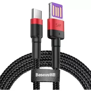 Kabel Baseus Cafule USB-C Cable Huawei SuperCharge, QC 3.0, 5A 1m (Black+Red) (6953156293557)