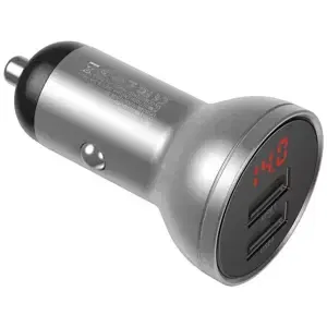 Nabíječka do auta Baseus Digital Display Dual USB 4.8A Car Charger 24W Silver (6953156215382)