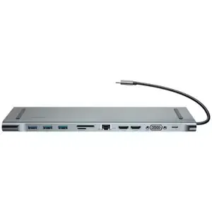 Baseus Enjoyment Series Multi-functional Type-C intelligent HD HUB（PD/HD4K*2/VGA/RJ45/SD/TF/USB*3/Audio*1/Stand)Dark gray