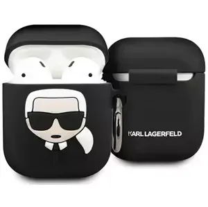 Pouzdro Karl Lagerfeld KLACCSILKHBK AirPods cover black Silicone Ikonik (KLACCSILKHBK)