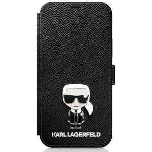 Kryt Karl Lagerfeld KLFLBKP12SIKMSBK iPhone 12 mini 5,4" black book Saffiano Ikonik Metal (KLFLBKP12SIKMSBK)