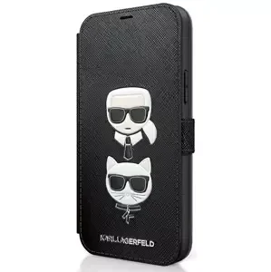 Kryt Karl Lagerfeld KLFLBKP12SSAKICKCBK iPhone 12 mini 5,4" black book Saffiano Karl & Choupette (KLFLBKP12SSAKICKCBK)