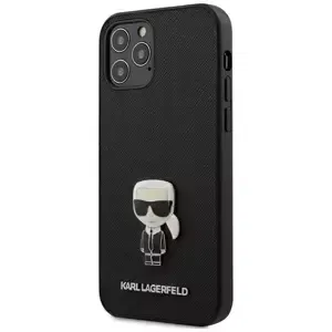 Kryt Karl Lagerfeld KLHCP12MIKMSBK iPhone 12 /12 Pro 6,1" black hardcase Saffiano Ikonik Metal (KLHCP12MIKMSBK)