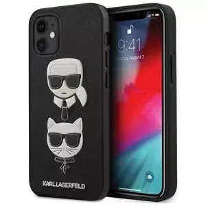 Kryt Karl Lagerfeld KLHCP12SSAKICKCBK iPhone 12 mini 5,4" black hardcase Saffiano Ikonik Karl&Choupette Head (KLHCP12SSAKICKCBK)