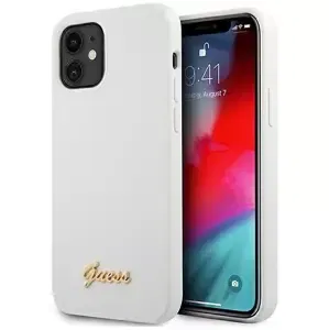 Kryt Guess iPhone 12 mini 5,4" white hardcase Metal Logo Script (GUHCP12SLSLMGWH)