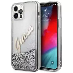 Kryt Guess GUHCP12LGLVSSI iPhone 12 Pro Max 6,7" silver hardcase Glitter Vintage Script (GUHCP12LGLVSSI)