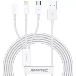 Kabel USB cable 3in1 Baseus Superior Series, USB to micro USB / USB-C / Lightning, 3.5A, 1.2m (white) (6953156205536)