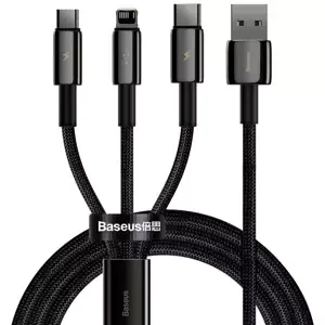 Kabel USB cable 3in1 Baseus Tungsten Gold, USB to micro USB / USB-C / Lightning, 3.5A, 1.5m (black) (6953156204973)
