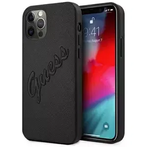 Kryt Guess GUHCP12MRSAVSBK iPhone 12/12 Pro 6,1" black hardcase Saffiano Vintage Script (GUHCP12MRSAVSBK)