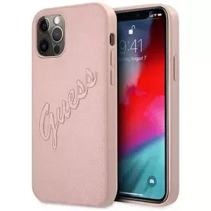 Kryt Guess GUHCP12MRSAVSRG iPhone 12/12 Pro 6,1" pink hardcase Saffiano Vintage Script (GUHCP12MRSAVSRG)