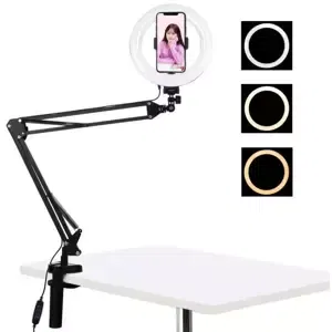 Držák Puluz Desktop arm stand with 20cm LED Vlogging Ring PKT3089B