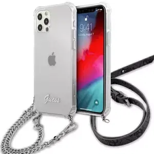 Kryt Guess GUHCP12MKC4GSSI iPhone 12/12 Pro 6,1" Transparent hardcase 4G Silver Chain (GUHCP12MKC4GSSI)