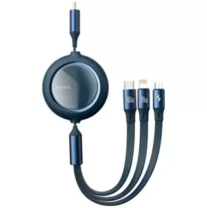 Kabel USB cable 3in1 Baseus Bright Mirror, USB to micro USB / USB-C / Lightning, 100W, 1.2m (blue) (6953156207462)