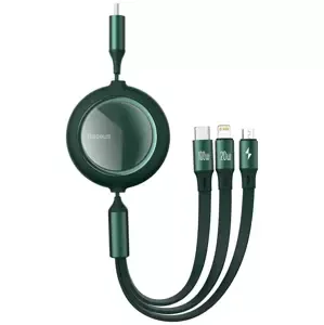 Kabel USB cable 3in1 Baseus Bright Mirror, USB to micro USB / USB-C / Lightning, 100W, 1.2m (green) (6953156207448)