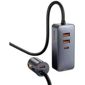 Nabíječka do auta Baseus Share Together car charger with extension cord, 2x USB, 2x USB-C, 120W (gray) (6953156206670)