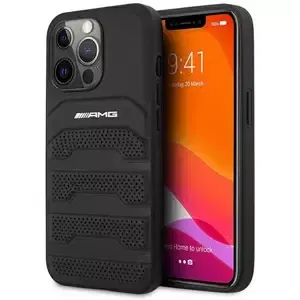 Kryt AMG AMHCP13LGSEBK iPhone 13 Pro / 13 6,1" black hardcase Leather Debossed Lines (AMHCP13LGSEBK)