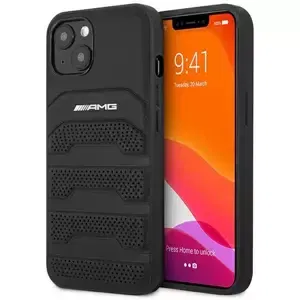 Kryt AMG AMHCP13MGSEBK iPhone 13 6,1" black hardcase Leather Debossed Lines (AMHCP13MGSEBK)