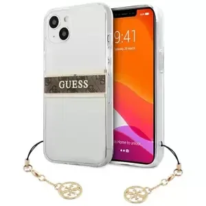 Kryt Guess GUHCP13SKB4GBR iPhone 13 mini 5,4" Transparent hardcase 4G Brown Strap Charm (GUHCP13SKB4GBR)