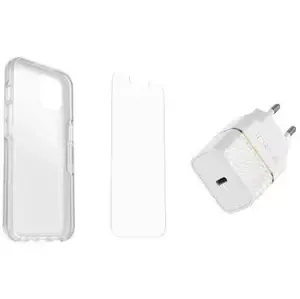 Kryt KIT IPHONE 13 SYMMETRY CLEAR/ALPHA GLASS / EU USB-C 20W WHITE (78-80622)