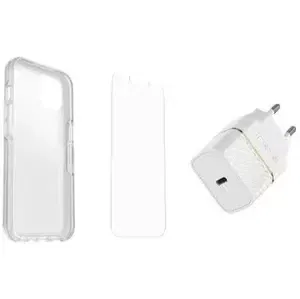 Kryt KIT IPHONE 13 SYMMETRY CLEAR/ALPHA GLASS / EU USB-C 20W WHITE (78-80622)