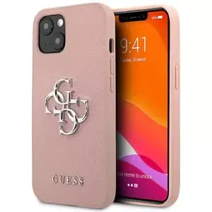 Kryt Guess GUHCP13MSA4GSPI iPhone 13 6,1" pink hardcase Saffiano 4G Metal Logo (GUHCP13MSA4GSPI)