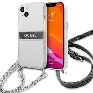 Kryt Guess GUHCP13SKC4GBSI iPhone 13 mini 5,4" Transparent hardcase 4G Grey Strap Silver Chain (GUHCP13SKC4GBSI)