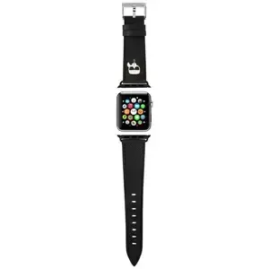 Řemínek Karl Lagerfeld strap for Apple Watch 42/44/45mm black Saffiano Karl Heads (KLAWLOKHK)