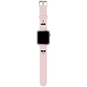 Řemínek Karl Lagerfeld Strap KLAWLSLCKP Apple Watch 42/44/45mm pink strap Silicone Karl & Choupette Heads (KLAWLSLCKP)