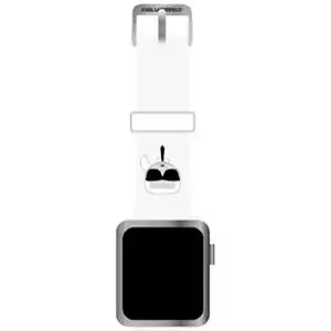 Řemínek Karl Lagerfeld Strap KLAWLSLKW Apple Watch 42/44/45mm white strap Silicone Karl Heads (KLAWLSLKW)