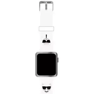 Řemínek Karl Lagerfeld strap KLAWMSLCKW Apple Watch 38/40/41mm white strap Silicone Karl & Choupette Heads (KLAWMSLCKW)