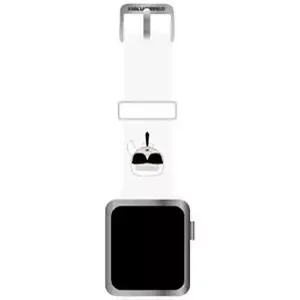 Řemínek Karl Lagerfeld strap KLAWMSLKW Apple Watch 38/40/41mm white strap Silicone Karl Heads (KLAWMSLKW)