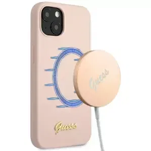 Kryt Guess GUHMP13MLSLMGLP iPhone 13 6,1" light pink hardcase Silicone Script Gold Logo Magsafe (GUHMP13MLSLMGLP)