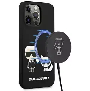 Kryt Karl Lagerfeld iPhone 13 Pro / 13 6,1" hardcase Black Silicone Karl & Choupette Magsafe (KLHMP13LSSKCK)