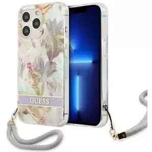 Kryt Guess GUHCP13LHFLSU iPhone 13 Pro / 13 6,1" purple hardcase Flower Strap (GUHCP13LHFLSU)